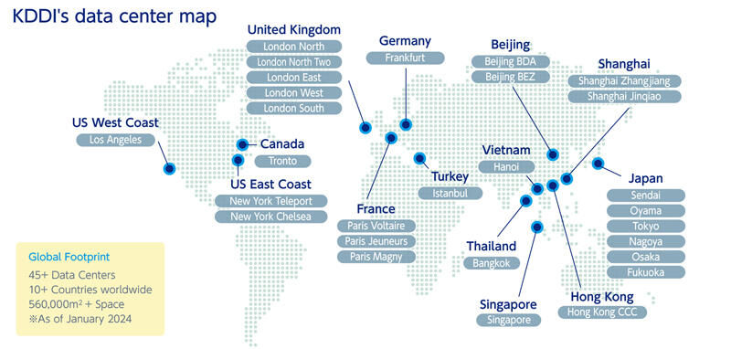 KDDI Data Center Map ※As of January 2024