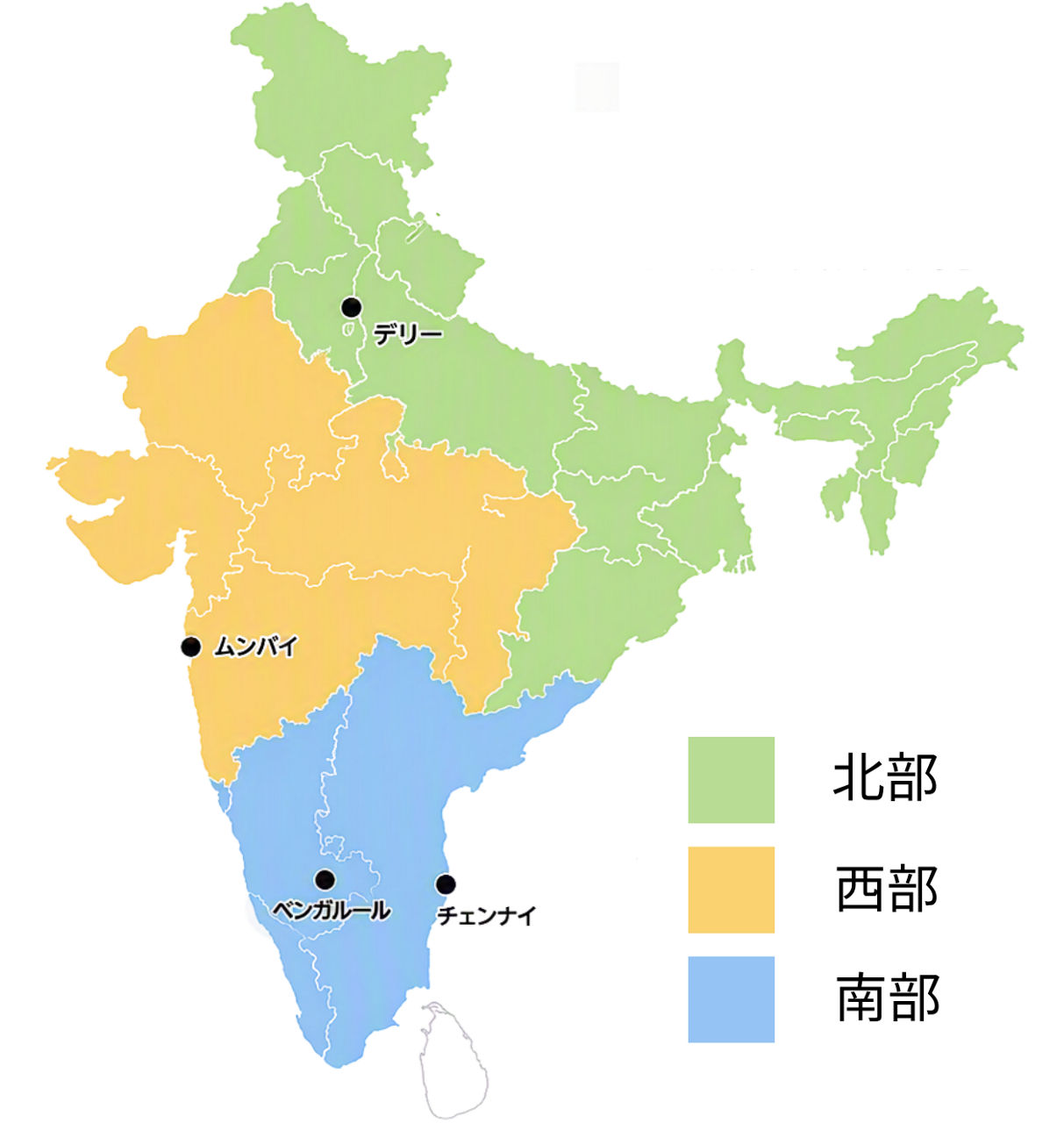 インド地域区分イメージ