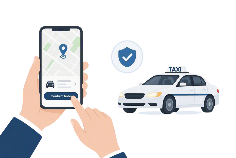 use licensed taxis or ride-hailing apps